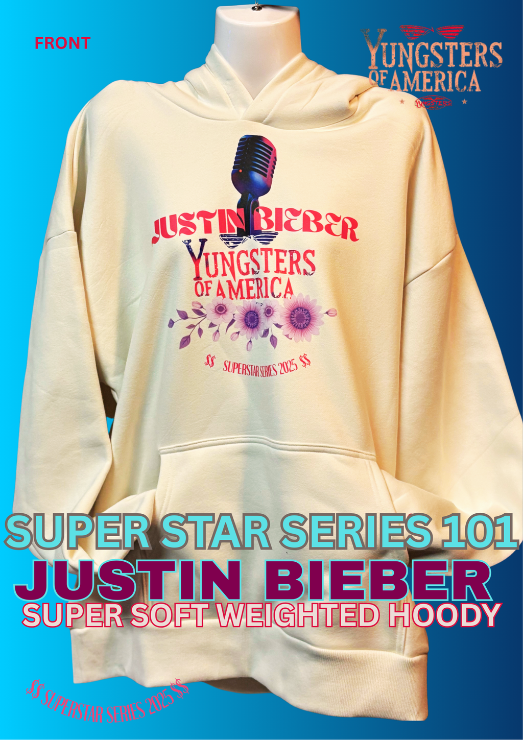 JUSTIN BIEBER YOA SUPER STAR SERIES 101 SOFT WEIGHTED HOODY image 0