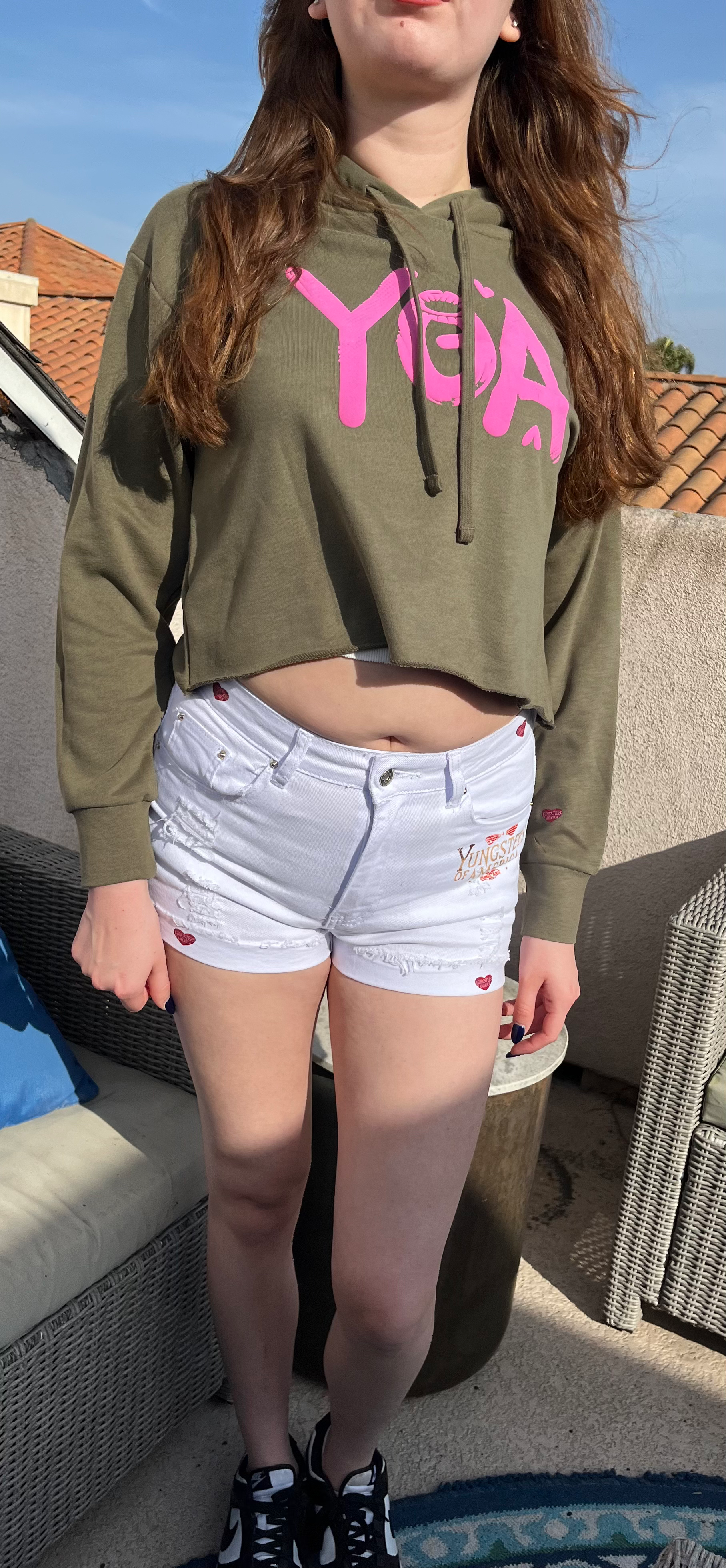 YOA RAISED CROP TOP HOODY image 1